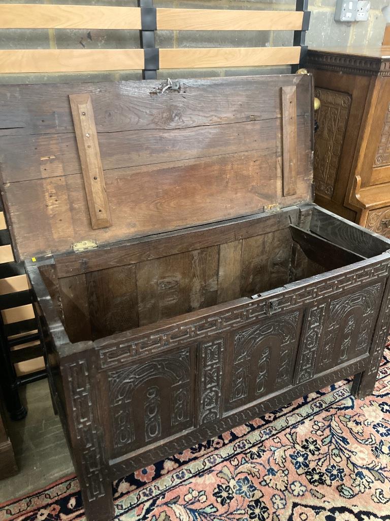 A 17th century carved oak coffer